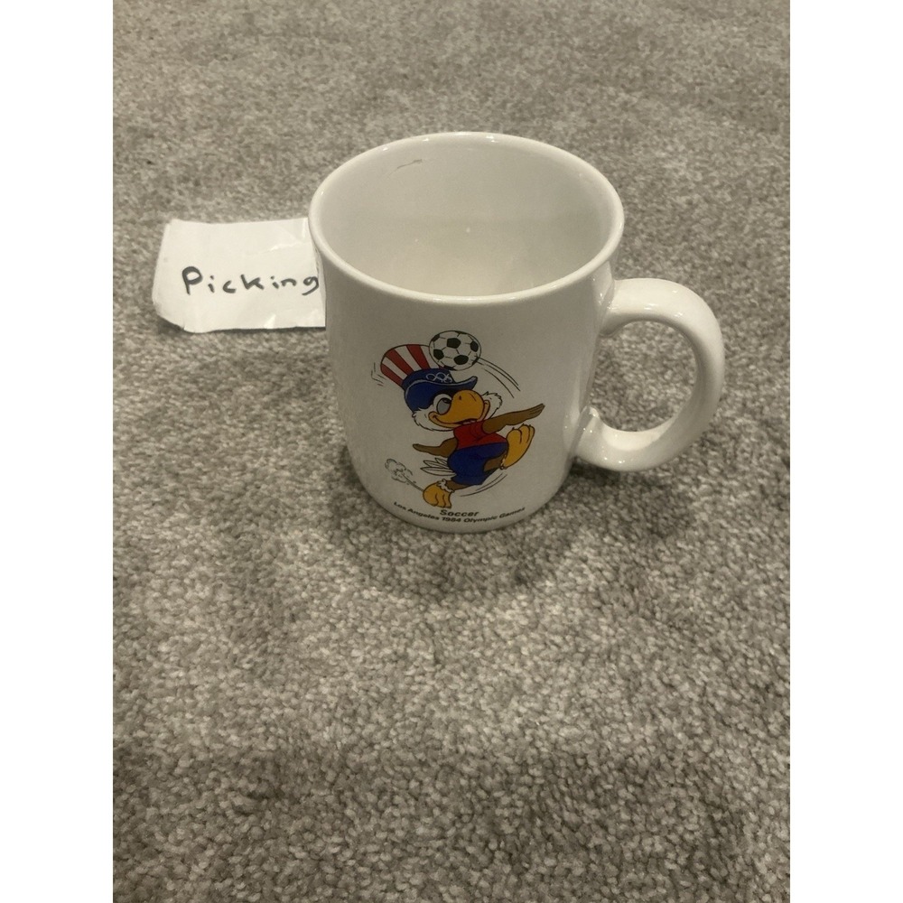 Vintage 1984 Los Angeles Summer Olympics Sam The Eagle Soccer Coffee Mug Tea Cup